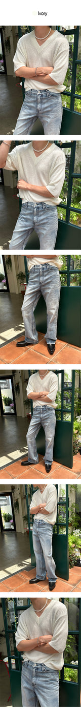 [S/S] Summer v neck half knit (3color)