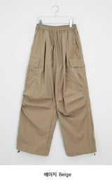 [unisex] Bene Nylon Cargo Parachute Banding Wide Pants