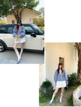 lovely blue checkered cotton blouse