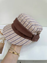 Sky Stripe Linen Octagonal Cap