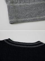 Cashmere Cable Stitch V-neck Knit (5color)