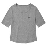 KIRSH プレーンスリムフィットヘンリーネックTシャツ【グレー】