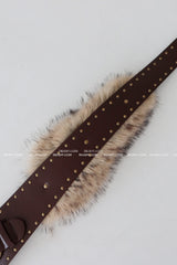 a mink fur ethnic wide belt