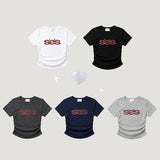 ダブルS サイド シャーリング クロップド ショートスリーブ Tシャツ (5 colors)