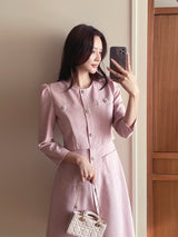 Elnis Three Quarter Tweed Flare One Piece