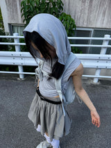 フードノースリーブ グレー