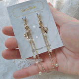 Ribbon and Crystal Drops Piercing - Gold