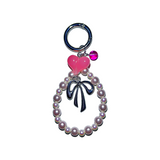 [YENA] Pink ribbon pearl keychain