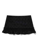 MESH STAR RUFFLE MINI SKIRT(BLACK)
