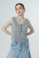 ワッフルスリーブレス_MELANGE GRAY