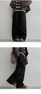 Clam corduroy pintuck wide pants