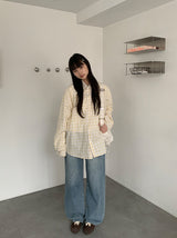 プチオーバーチェックシャツ