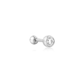Solitaire Cubic Zirconia 925 Silver +Rhodium plating Piercing E059-01H