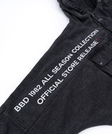 BBD ヴィンテージクラッシュフードデニムジップアップジャケット (ブラック)