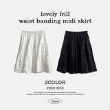 Lizzle Lovely フリルカンカンシャーリングバンディングミディスカート