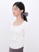 Dot Button Crop Cardigan(IVORY)