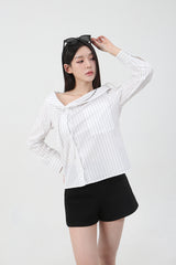 Stripe Offshoulder Blouse_white