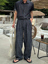 Olin linen indigo half shirts