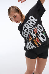 Weekend warrior people artwork T-shirt (Black)