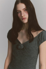 Rose Flare Dress Charcoal