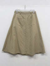 Two-pin tuck cotton flare skirt