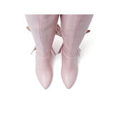 Ribbon Boots Heel(Pink)
