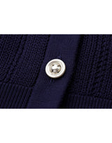 デイジースカラップカラーコントラストショートスリーブニットカーディガン Navy