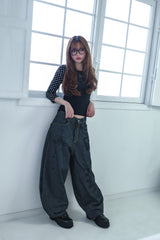 3Dpixel print denim(black)