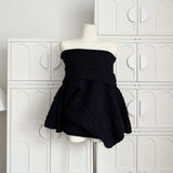 Chic black unbalanced off-shoulder knitwear