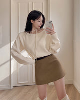Wool mini skirt & belt set