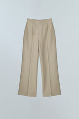 PINTUCK WIDE WOOL SLACKS PANTS - CREAM