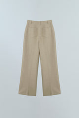 PINTUCK WIDE WOOL SLACKS PANTS - CREAM