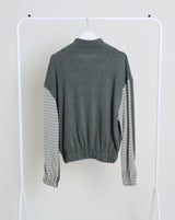 Hakata Stripe Coloring String Knitwear Zip-Up