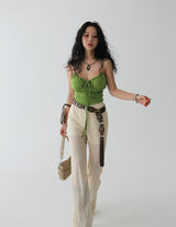 Boleum shirring bustier cropped sleeveless