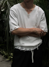 [S/S] Vacance damage v neck half knit(3color)