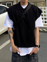 V neck collar knit vest 4C