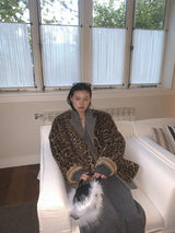 High-End Leopard Suede Fur Jacket