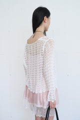 Wave Lace Pattern Knit (White)