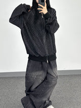 overlap denim pocket pants