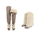 Asym Shearling Wedge Boot / Stone Brown