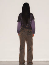 TIE SPRAYED BOOT CUT SUEDE PANTS