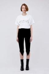 V　Cut　rib　half　pants