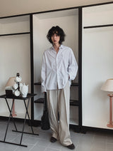 Modern three-tuck wide slacks