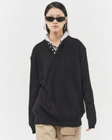 Bluesf merino wool henry neck knitwear - Black