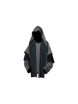 RELABEL Spatial Relationship (Three-layer Overlay) Three-colour Mixed Colour-woven Striped Detachable Scarf Hooded Fake Three-piece Washed Long-sleeved T-shirt