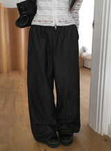 Appe Nonfade Banding Raw Wide Denim Pants