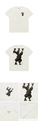 ファジーフォントラビット半袖Tシャツ CREAM