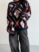Argyle brush round knit(2color)