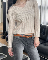 [F/W] Cable v neck kara crop knit(4color)