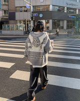 Deer knit zip up